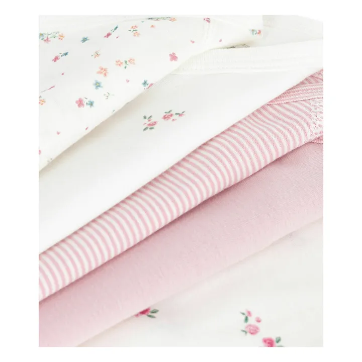 Lot 5 Bodies Rayés Coton Bio | Rose- Image produit n°2