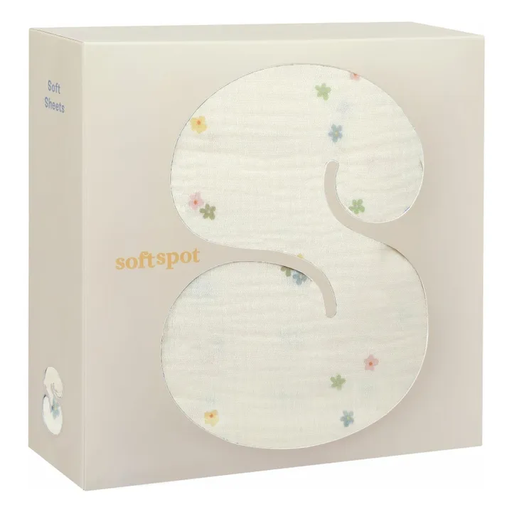 Draps-housse Daisies en coton bio | Ecru- Image produit n°0