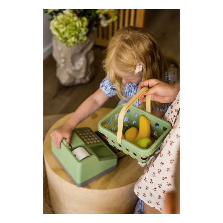 Panier avec ses fruits en bioplastique | Vert- Image produit n°1