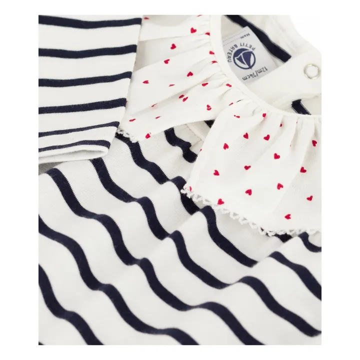 Blouse Rayée Col Cœurs Coton Bio | Blanc- Image produit n°4