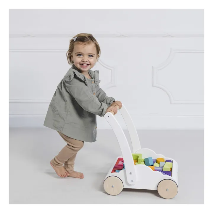 Chariot avec bloc en bois Nuage | Blanc- Image produit n°1
