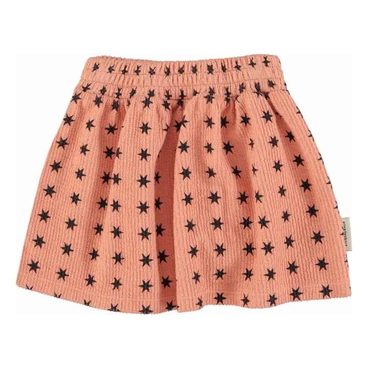 Jupe Côtelée Etoiles Coton Bio | Corail- Image produit n°0