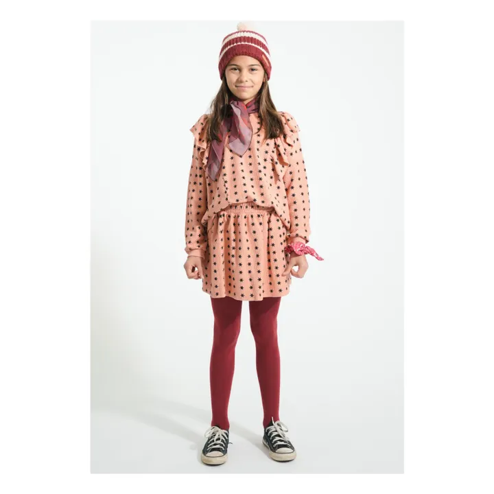 Jupe Côtelée Etoiles Coton Bio | Corail- Image produit n°1