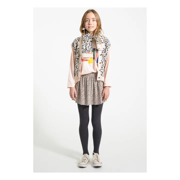 Jupe Volants Léopard Eponge Coton Bio | Rose pâle- Image produit n°1