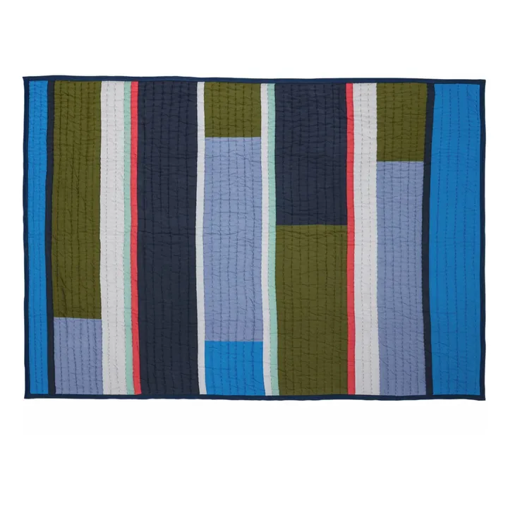 Plaid en coton bio | Bleu- Image produit n°0