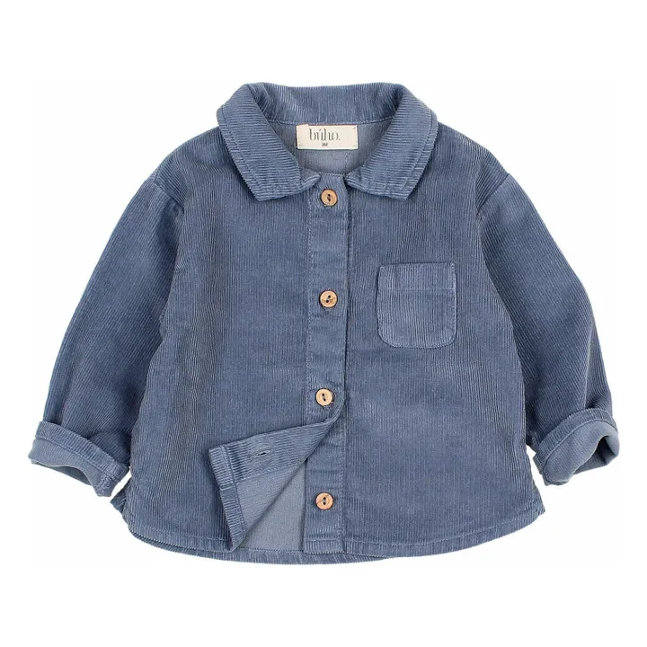 Chemise Velours Côtelé Coton Bio | Bleu gris- Image produit n°1