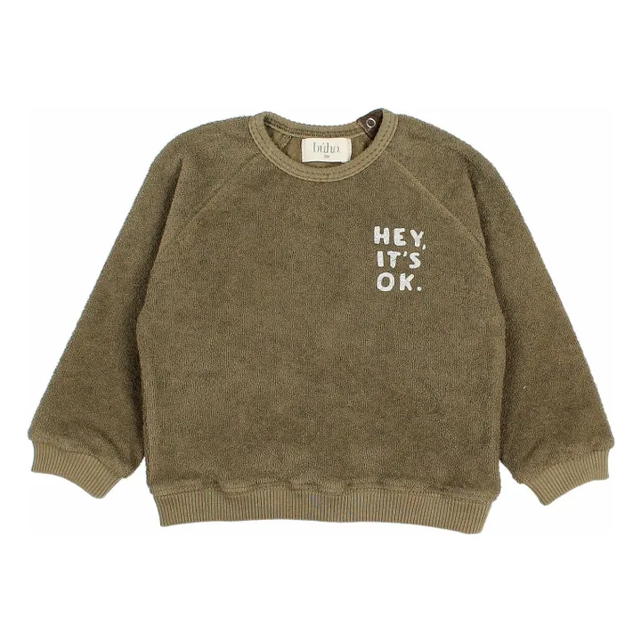 Sweat Hey Bébé Eponge Bio | Vert kaki- Image produit n°0