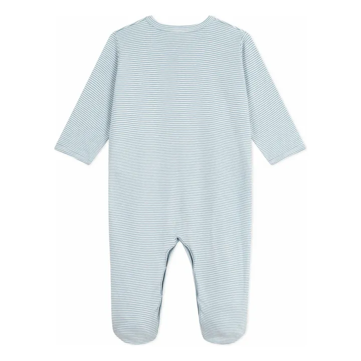 Pyjama Dors Bien Rayé Logo Coton Bio | Bleu- Image produit n°1
