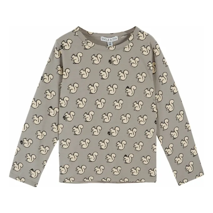 T-shirt Ecureuils Coton Bio | Gris clair- Image produit n°0