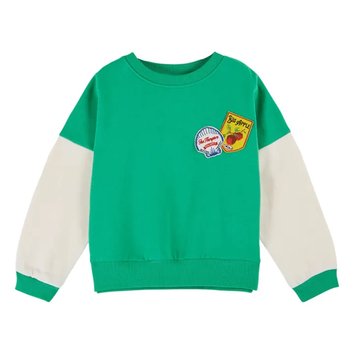 Sweat Badges Coton Bio | Vert- Image produit n°0