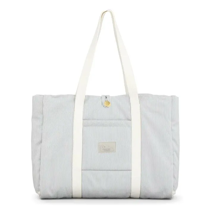Multifunction striped diaper bag | Light Blue- Product image n°0