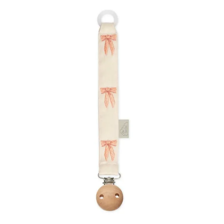 Attache-tétines brodé Bows | Rose- Image produit n°0