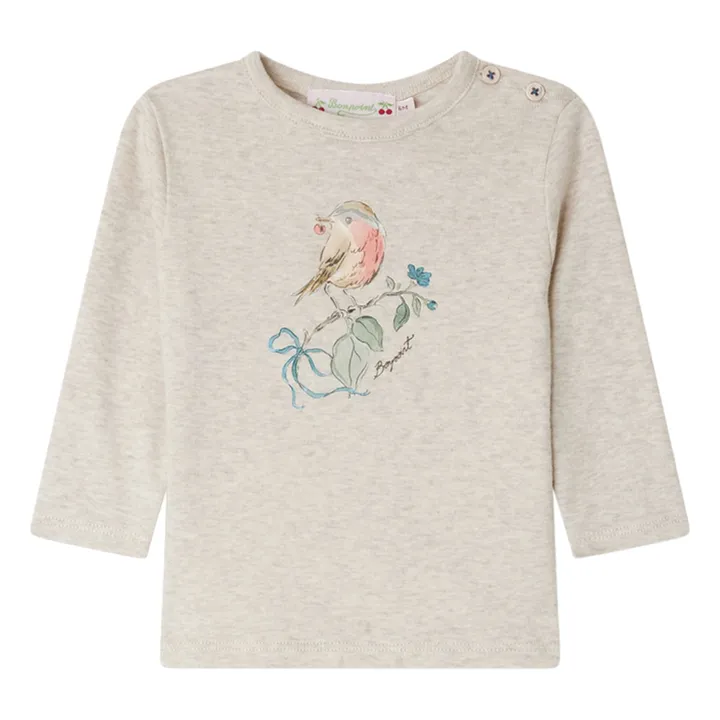 T-shirt Côtelé Tahsina Coton Bio | Beige chiné- Image produit n°0