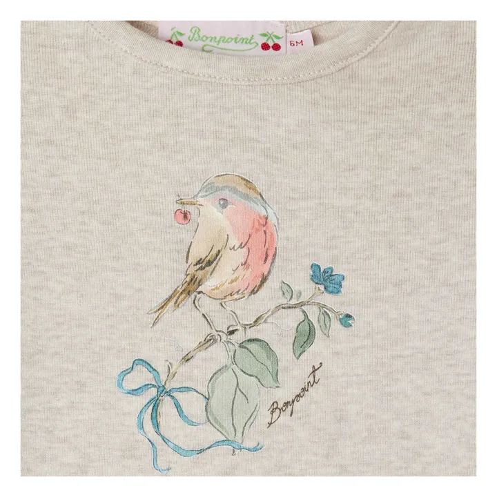 T-shirt Côtelé Tahsina Coton Bio | Beige chiné- Image produit n°2