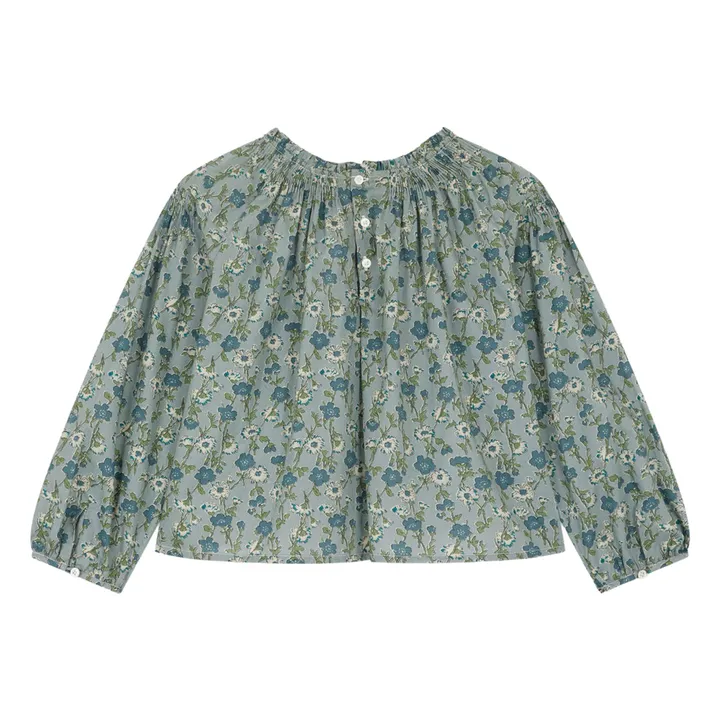 Blouse Blandine Liberty Coton Bio | Bleu- Image produit n°1