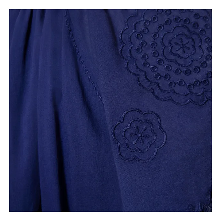 Robe Courte Brodée en Coton Bio | Bleu- Image produit n°2