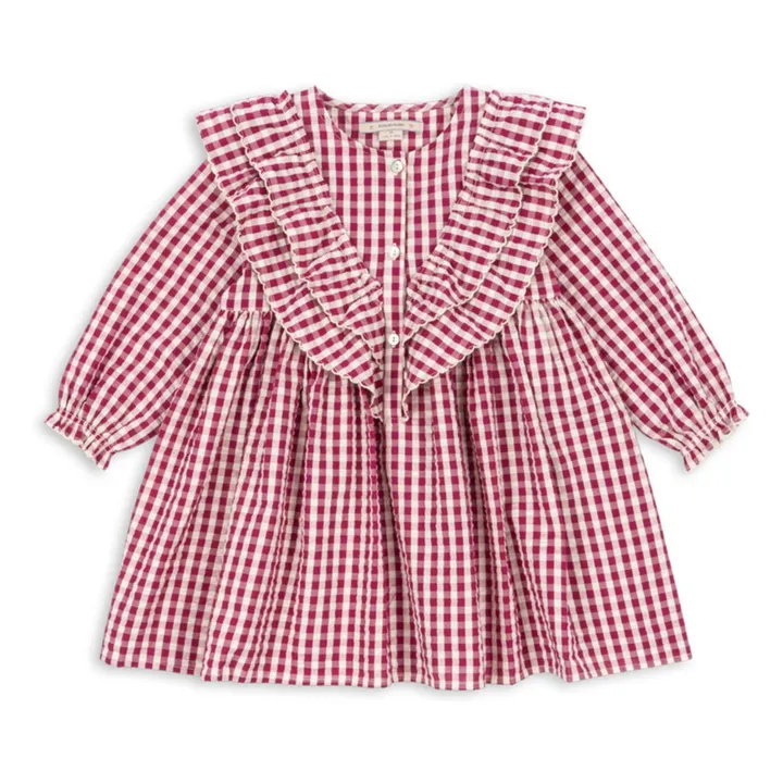 Robe Kim Carreaux Coton Bio | Violet- Image produit n°0