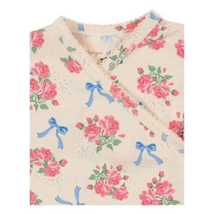 Combinaison Cache Coeur Fleurie Coton Bio | Ecru- Image produit n°2