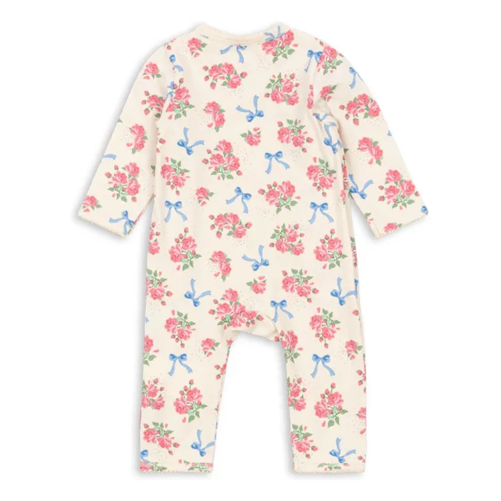 Combinaison Cache Coeur Fleurie Coton Bio | Ecru- Image produit n°1