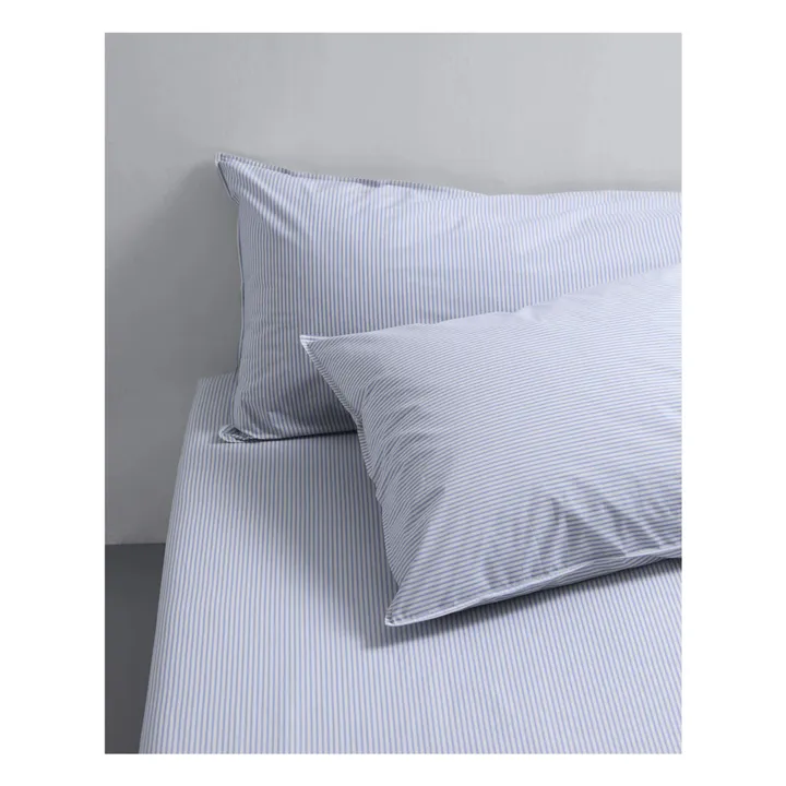Taie d'oreiller Striped en percale organique | Bleu- Image produit n°3