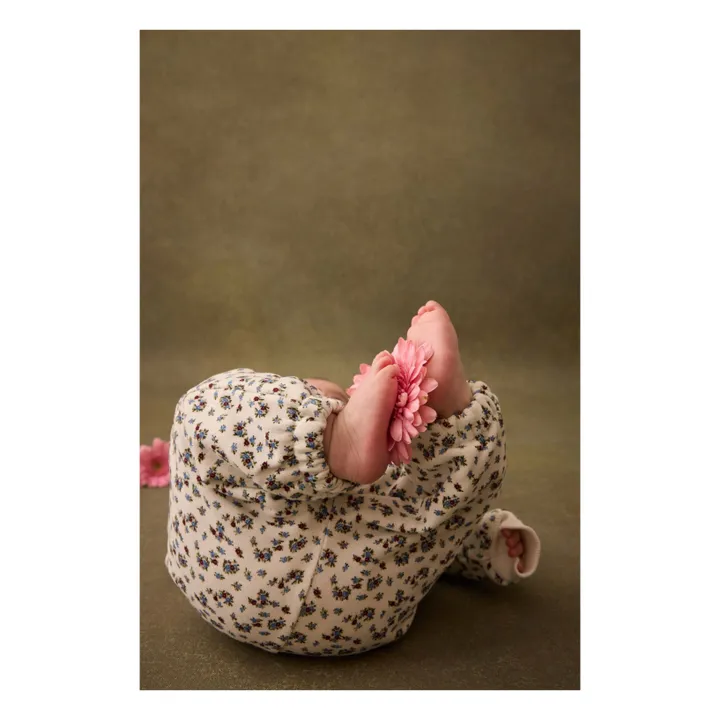 Pantalon Ysalia Fleuri Coton Bio Bébé | Crème- Image produit n°1
