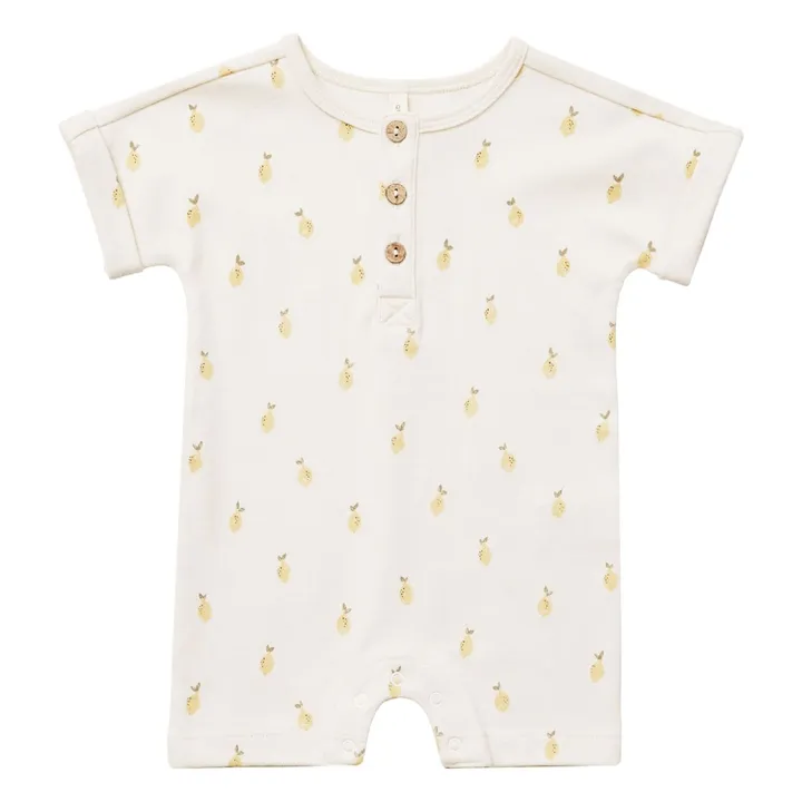 Combishort Boutonnée Citrons | Blanc cassé- Image produit n°0