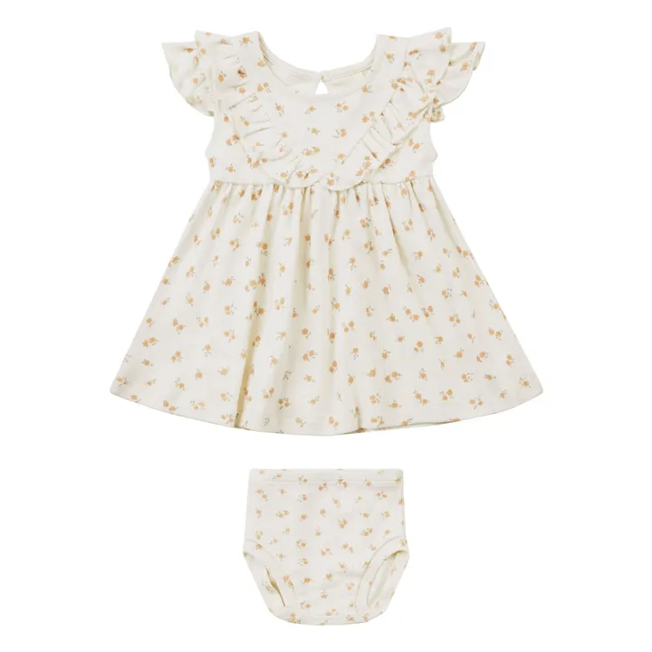 Ensemble Robe et Bloomer Fleuri Pointelle | Ecru- Image produit n°0