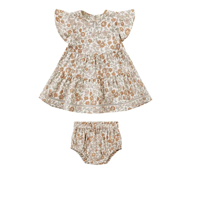 Robe et Bloomer Lily Fleuri | Ecru- Image produit n°0
