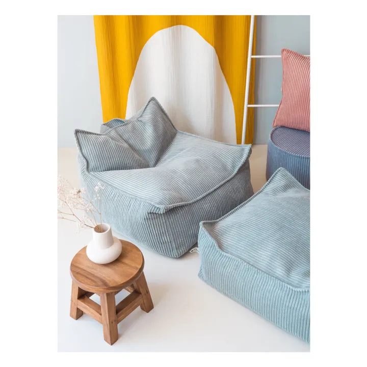 Fauteuil en velours côtelé | Bleu Clair- Image produit n°1