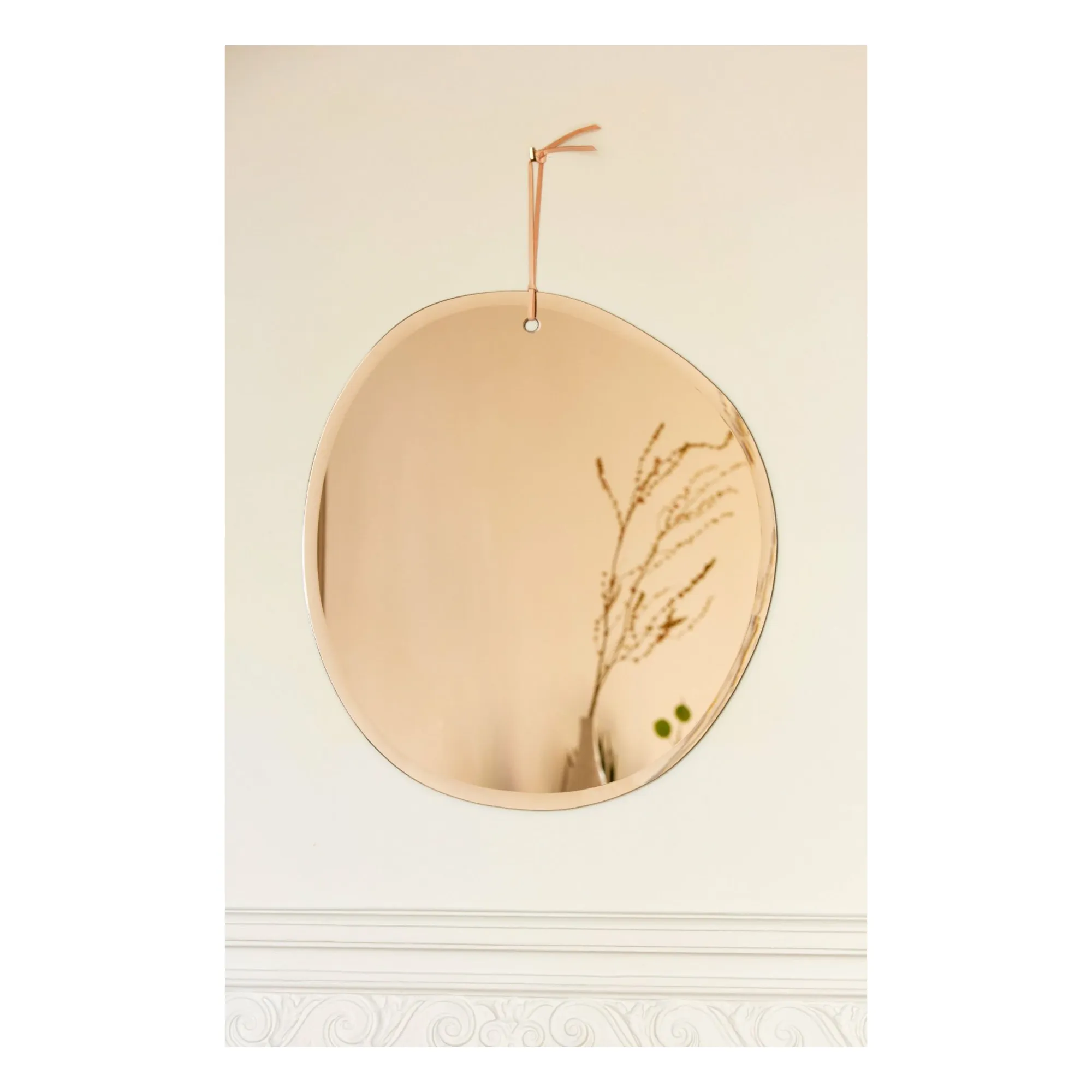 Miroir extra plat biseauté-forme aléatoire rond 47x50 cm- Image produit n°1