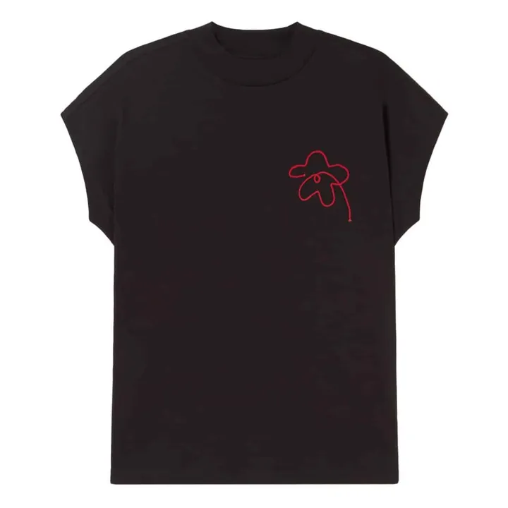 Camiseta de algodón orgánico Flower Cord Volta | Negro- Imagen del producto n°0