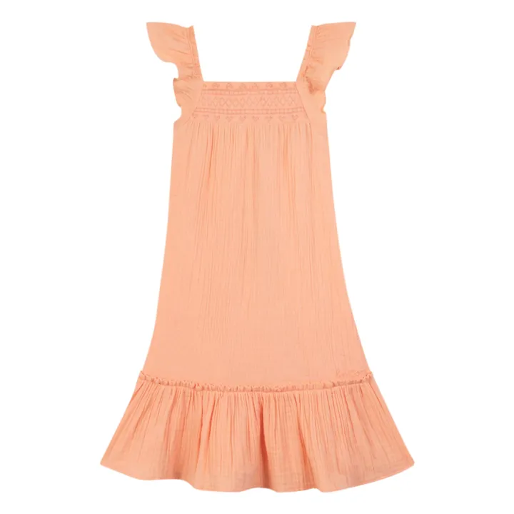 Robe à Volants Celia Coton Bio | Abricot- Image produit n°0