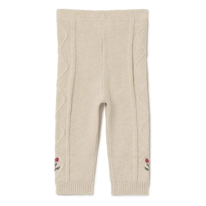 Pantalon Brodé Maille | Beige- Image produit n°1
