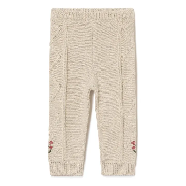 Pantalon Brodé Maille | Beige- Image produit n°0