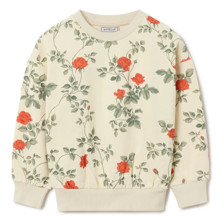 Sweat Roses Coton Bio | Ecru- Image produit n°0