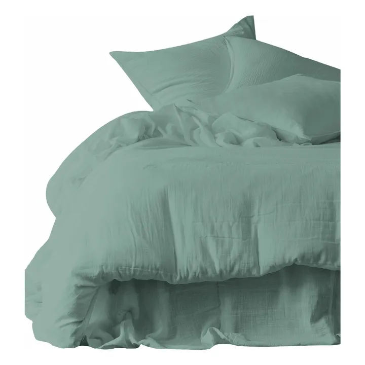 Taies d'oreiller en gaze de coton Mykonos - Set de 2 | Bleu céladon- Image produit n°0