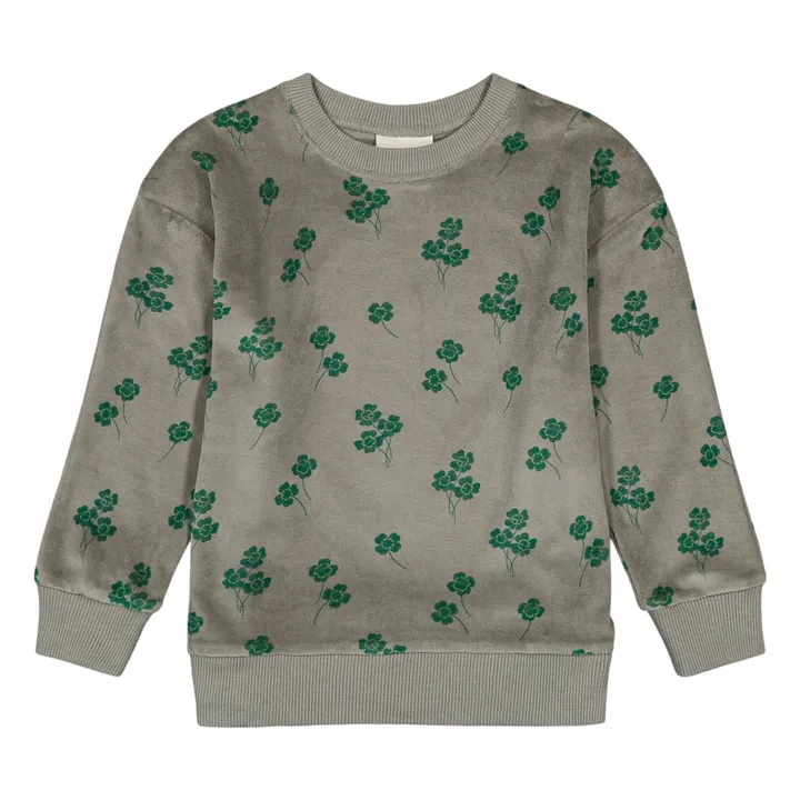 Sweat Bart Trèfles Velours Coton Bio | Gris- Image produit n°0