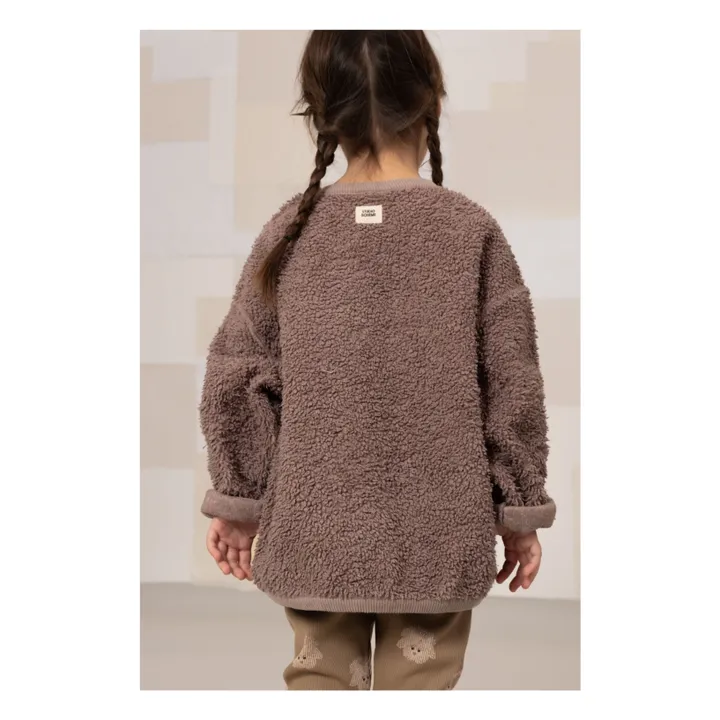 Sweat Façon Sherpa Ours Coton Bio | Mauve- Image produit n°5