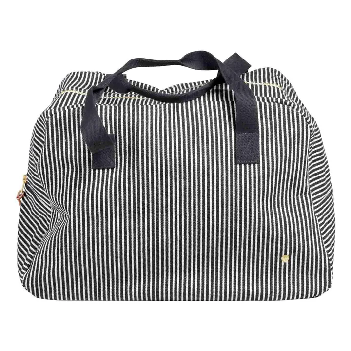 Basile organic cotton striped weekend bag | Caviar- Product image n°0
