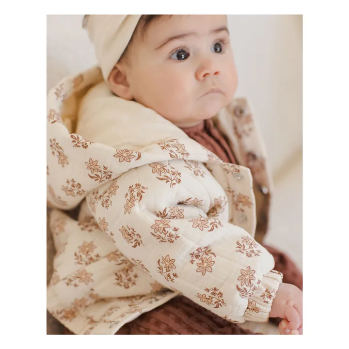 Organic Cotton Gauze Floral Hooded Jacket | Ecru- Product image n°6