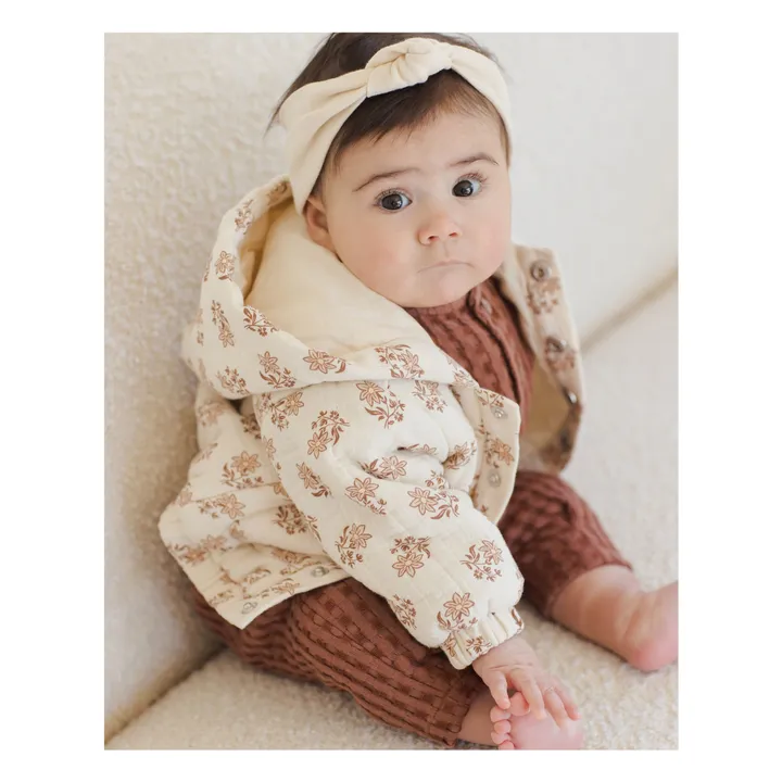 Organic Cotton Gauze Floral Hooded Jacket | Ecru- Product image n°5