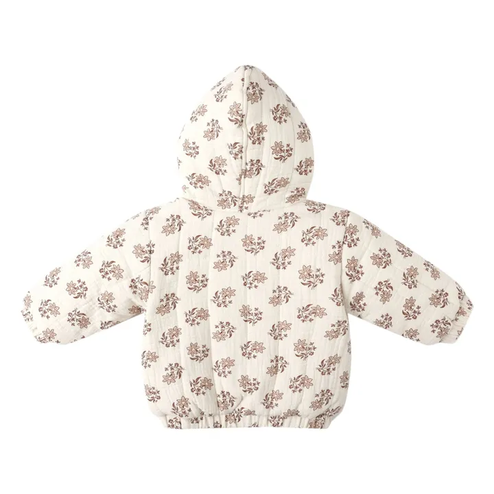 Organic Cotton Gauze Floral Hooded Jacket | Ecru- Product image n°3
