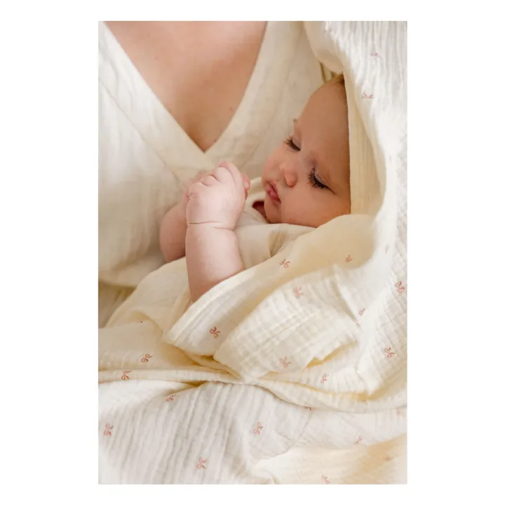 Lange d'emmaillotage Ribbon en coton bio | Ecru- Image produit n°0