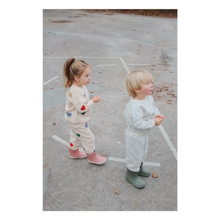 Jogger Lou Cœurs Coton Bio | Rose pêche- Image produit n°2