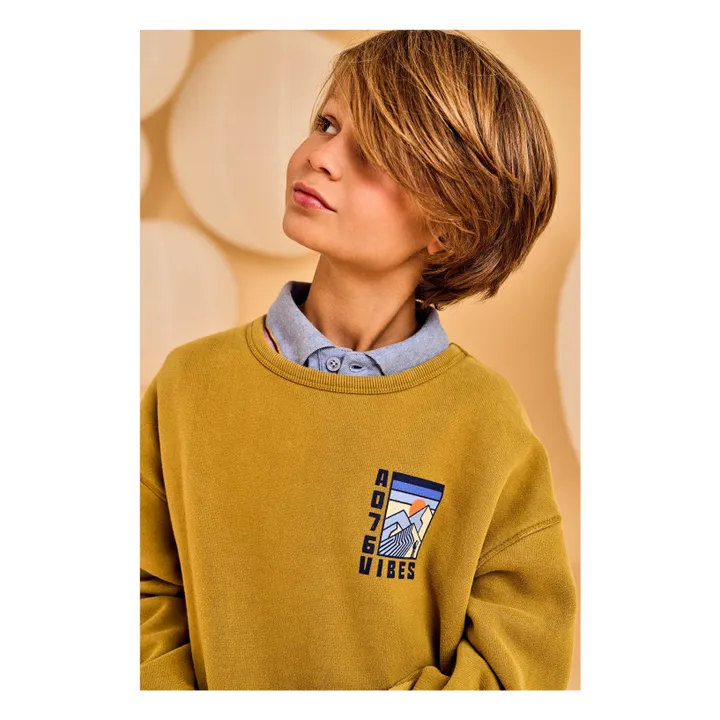 Sudadera de algodón orgánico Oscar Vibes | Verde amarillo- Imagen del producto n°2