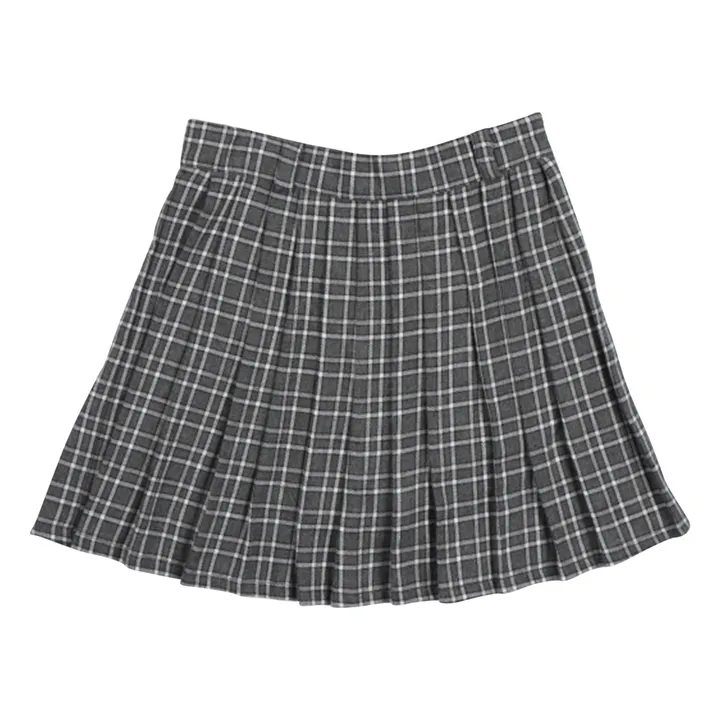 Jupe Martina Carreaux Coton Bio | Gris foncé- Image produit n°0