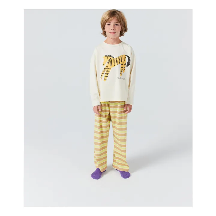 Pyjama gestreift Zebra Bio-Baumwolle | Senffarben- Produktbild Nr. 1