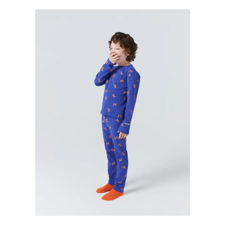 Gerippter Pyjama Zebras Bio-Baumwolle | Königsblau- Produktbild Nr. 4