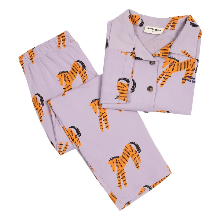 Pyjama Zèbres Coton Bio | Lavande- Image produit n°3