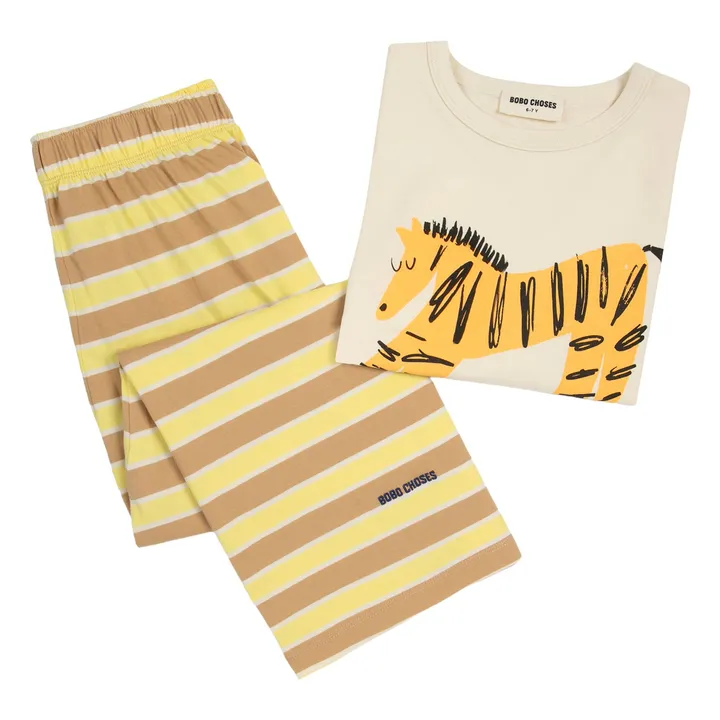 Pyjama gestreift Zebra Bio-Baumwolle | Senffarben- Produktbild Nr. 3